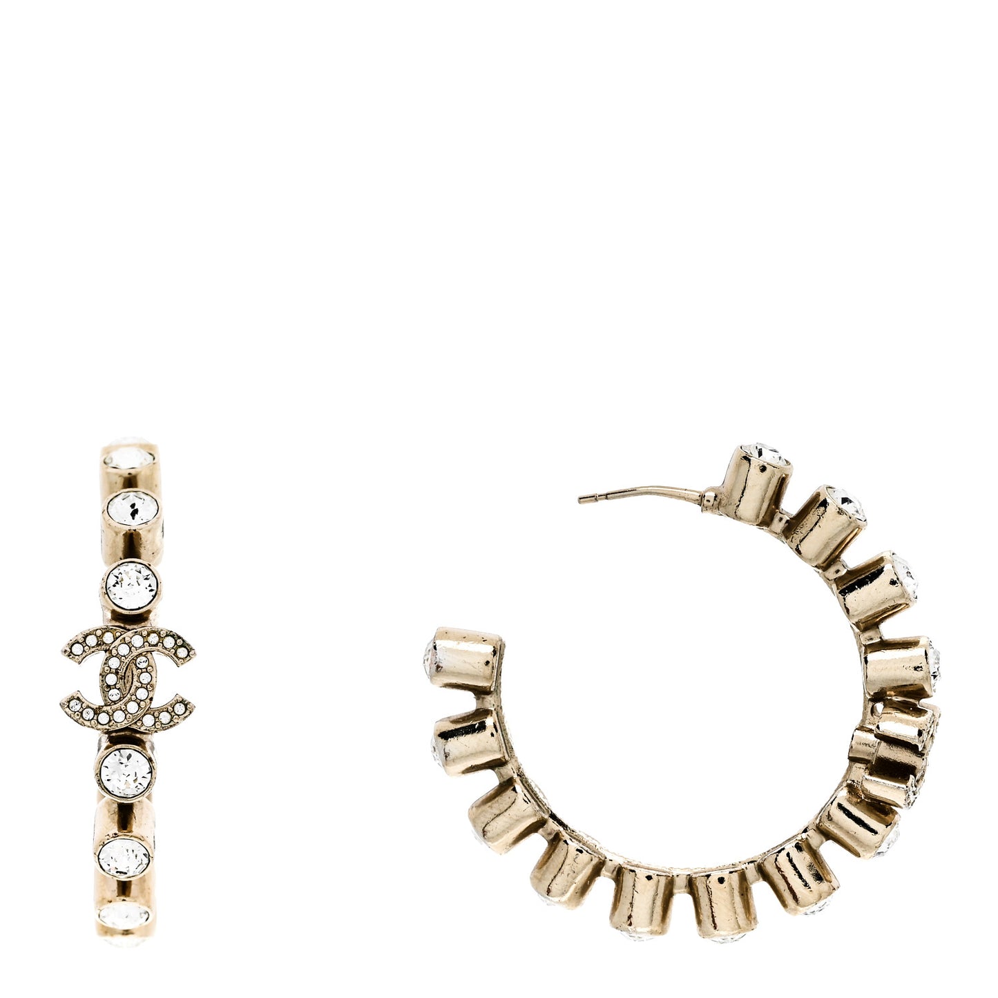 Crystal CC Hoop Earrings Gold