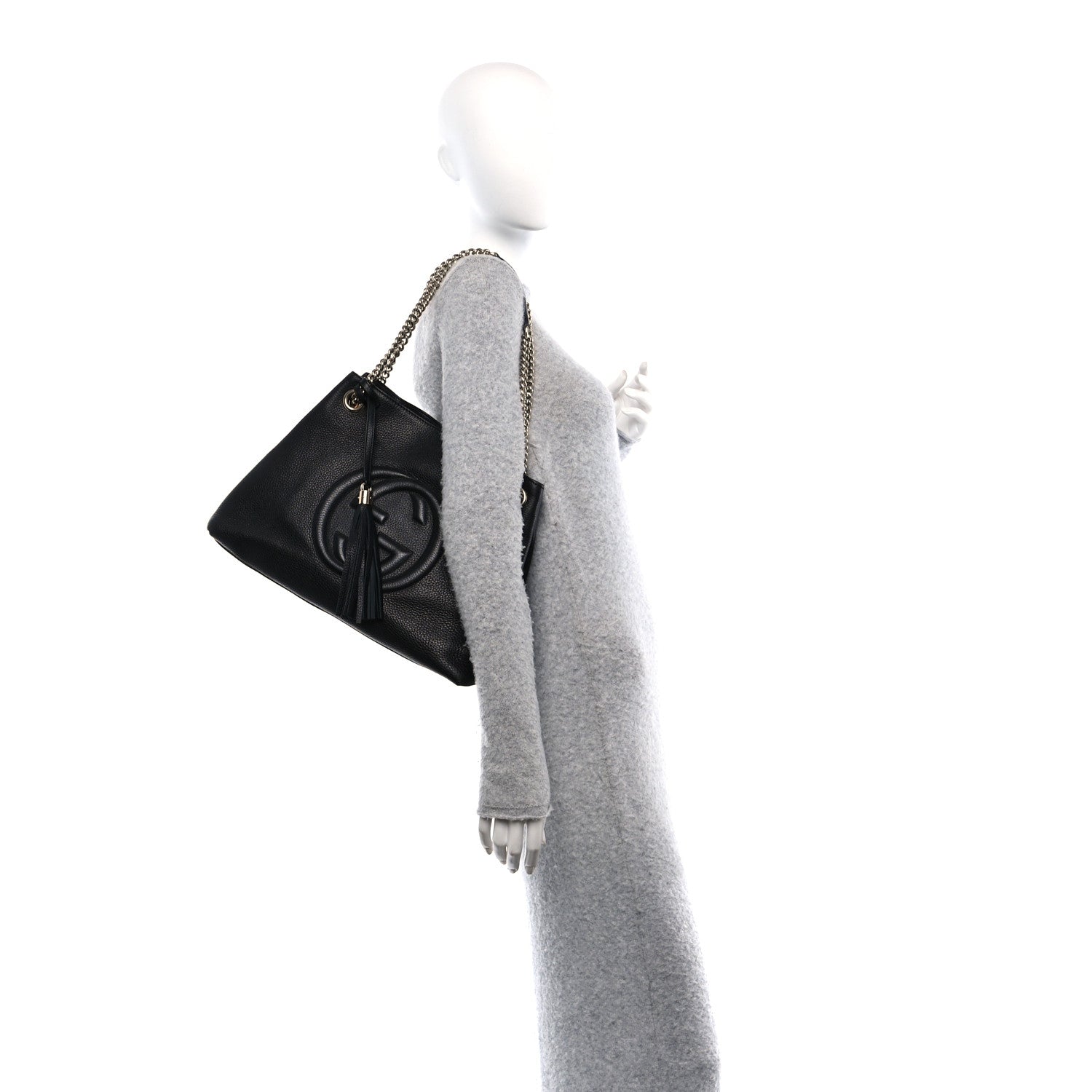 Gucci Pebbled Calfskin Medium Soho Chain Shoulder Bag Black 2 of 10