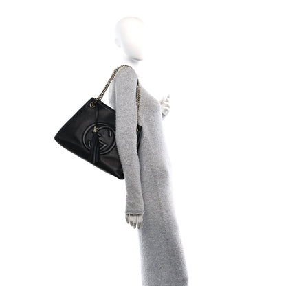 Gucci Pebbled Calfskin Medium Soho Chain Shoulder Bag Black 2 of 10