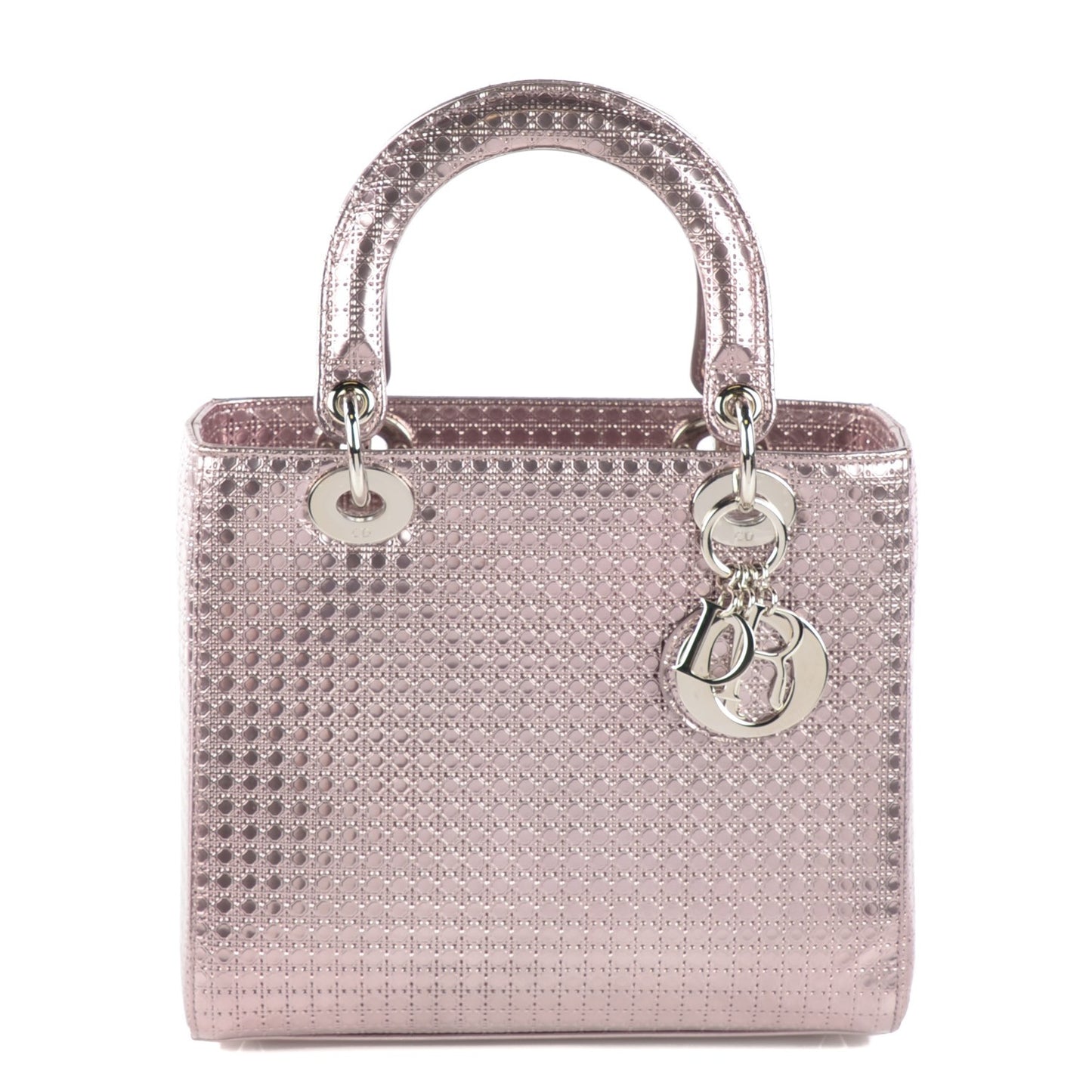 Metallic Patent Micro-Cannage Medium Lady Dior Pink
