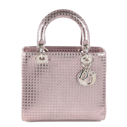 Christian Dior Metallic Patent Micro-Cannage Medium Lady Dior Pink 1 of 8
