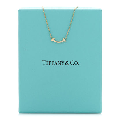 Tiffany 18K Yellow Gold Mini T Smile Pendant Necklace 5 of 5