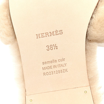 Hermes Woolskin Oran Sandals 38.5 Beige Argile 6 of 8