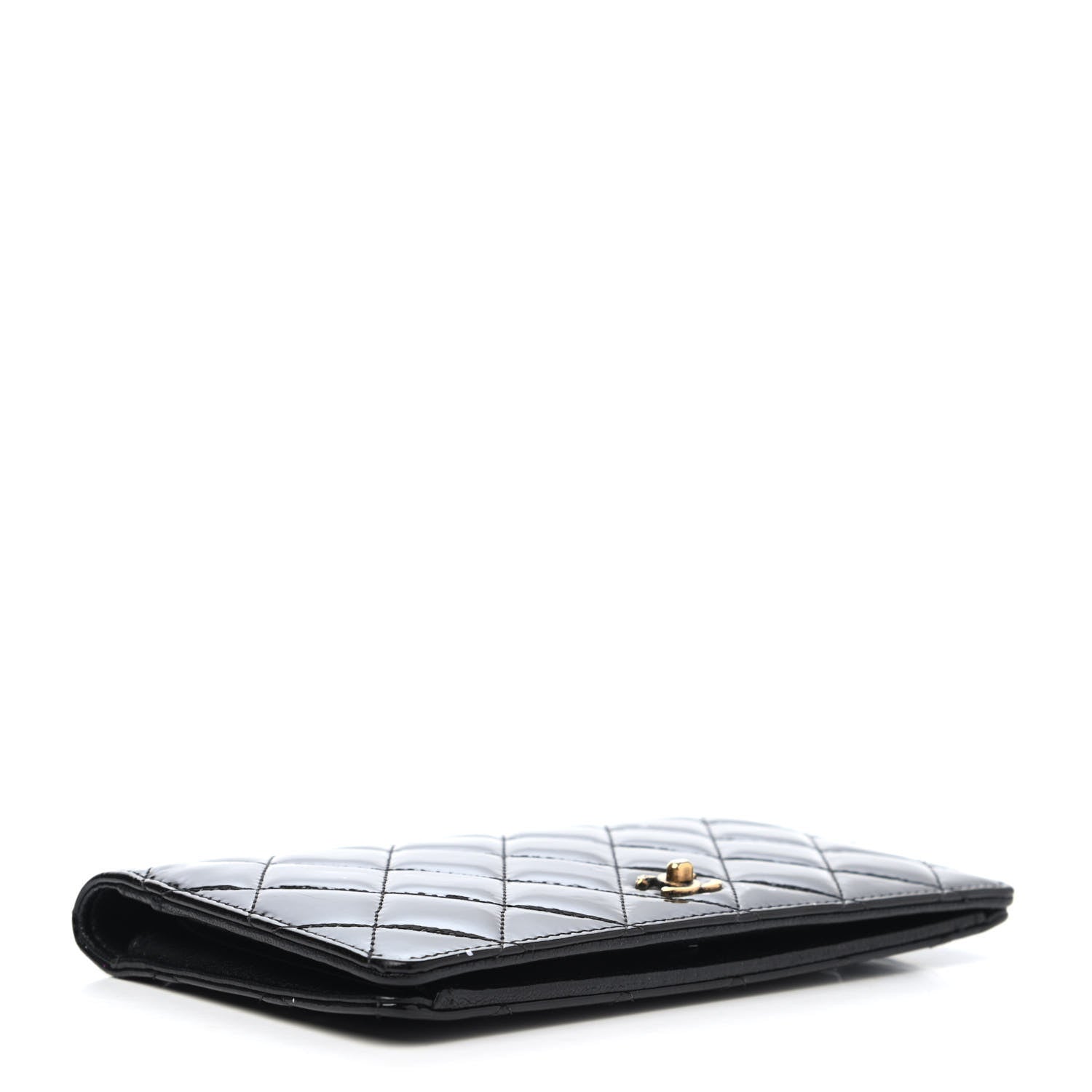 Chanel Patent Calfskin Quilted Yen Wallet Black 3 of 4