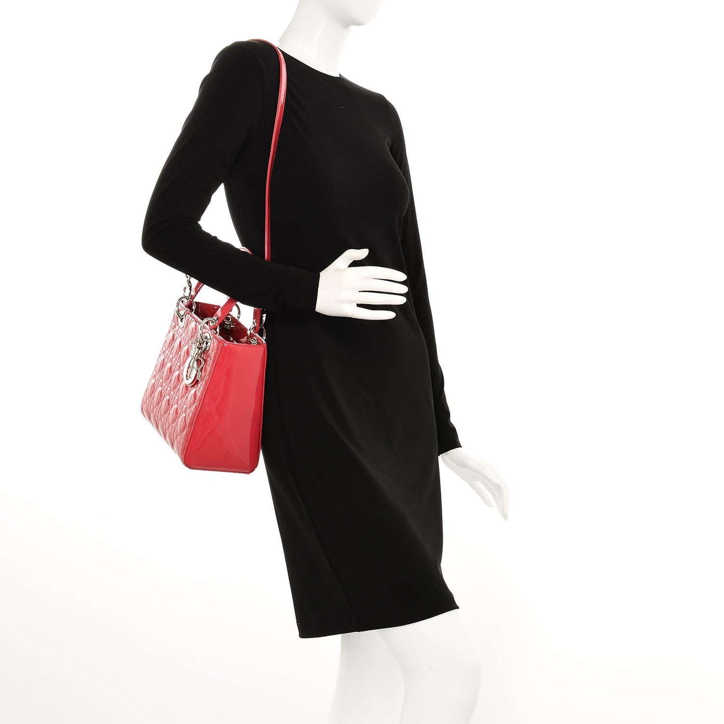 Patent Cannage Medium Lady Dior Fuchsia