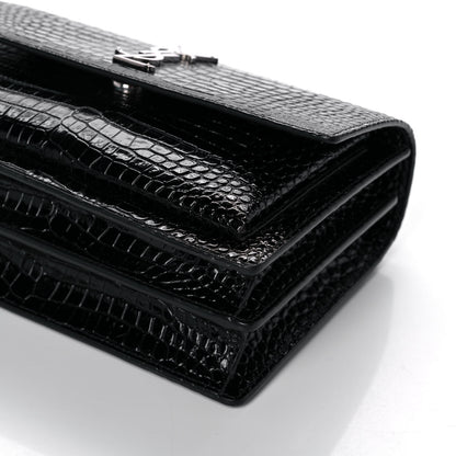 Saint Laurent Calfskin Crocodile Embossed Medium Monogram Sunset Black 9 of 11
