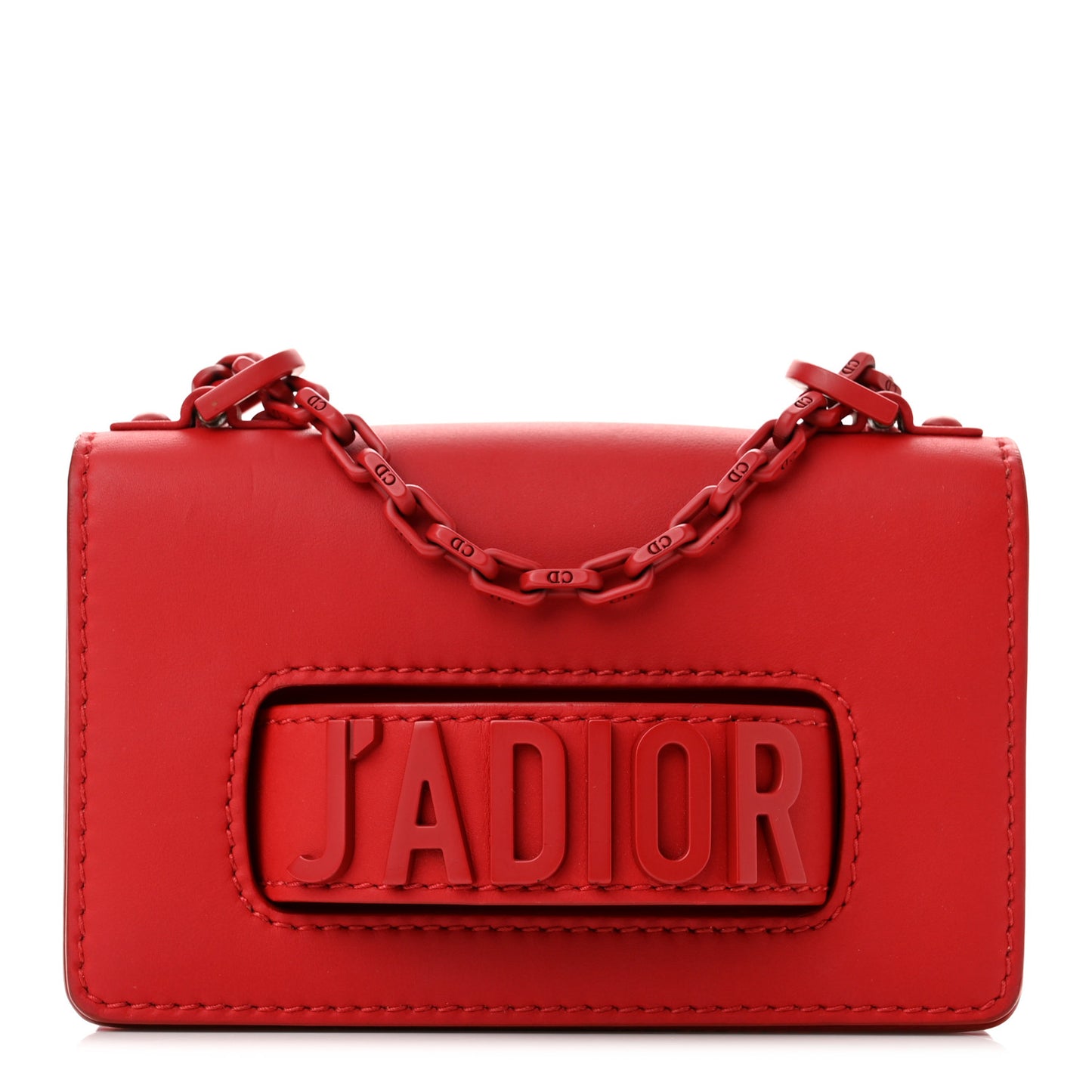 Ultra Matte Calfskin Mini J'Adior Chain Flap Bag Red