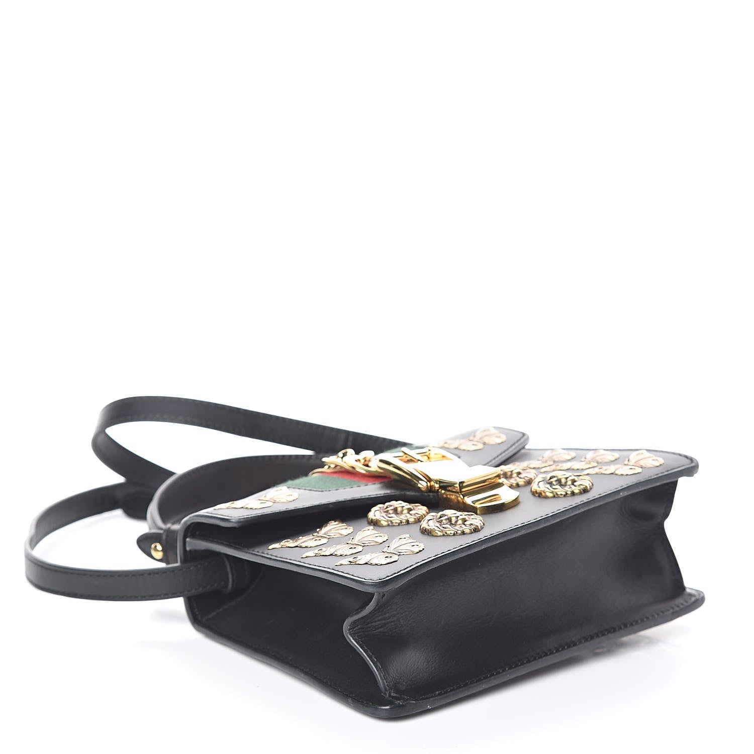 Gucci Calfskin Animal Studs Mini Sylvie Top Handle Bag Black 4 of 8