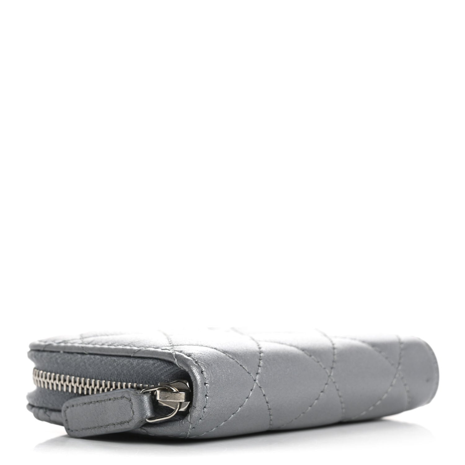 Chanel Iridescent Calfskin Quilted Zip Coin Purse Wallet Light Blue 4 of 11