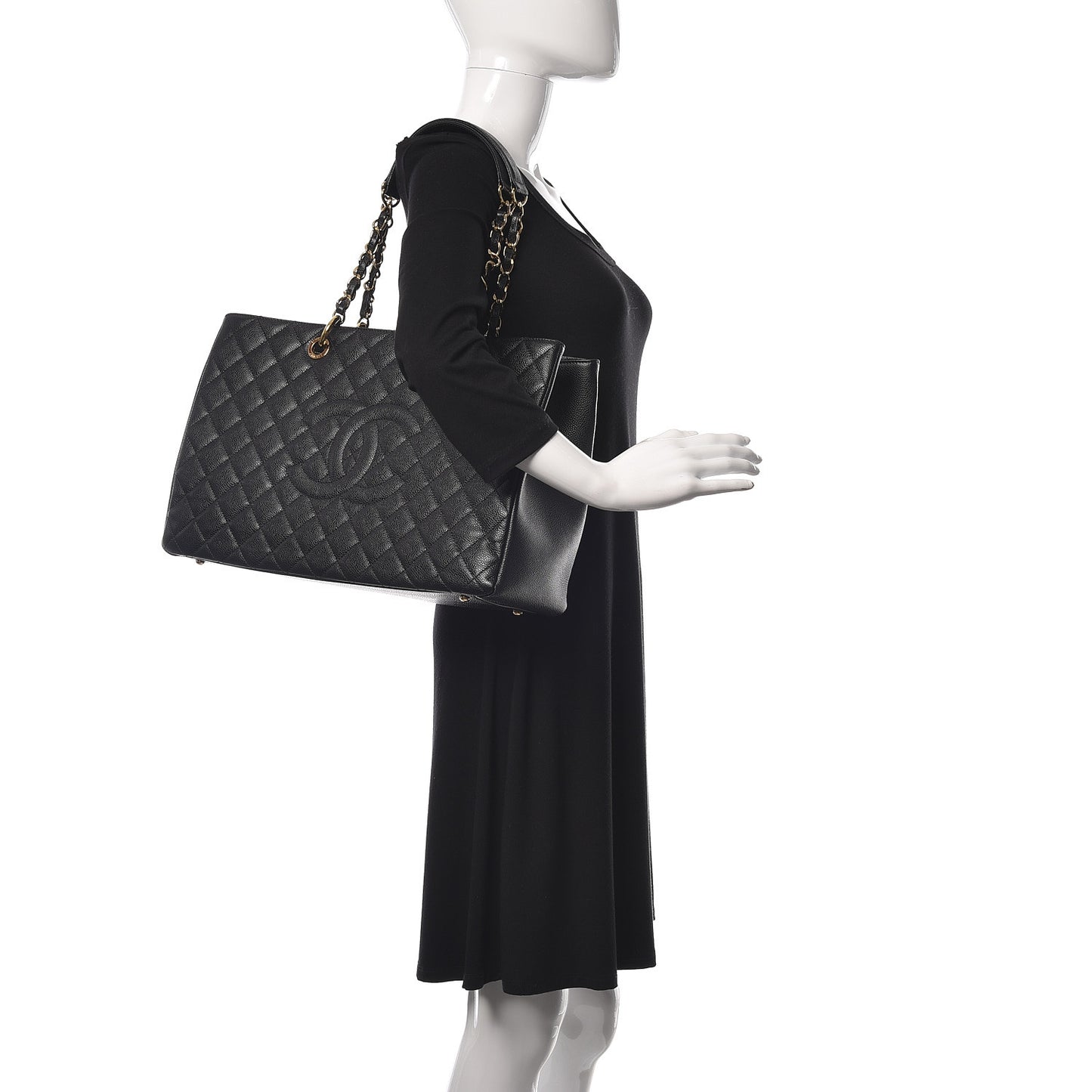 Caviar Quilted XL Grand Shopping Tote GST Black