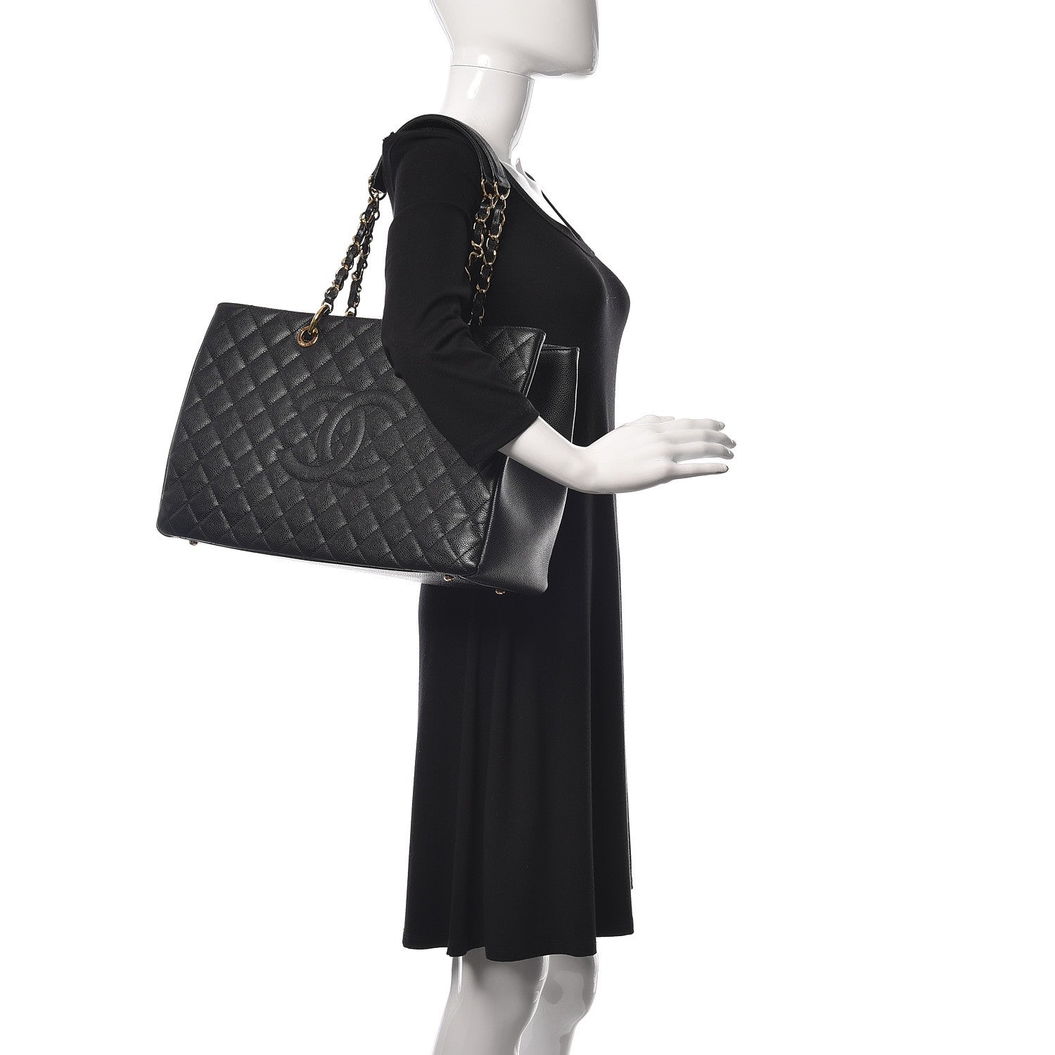 Chanel Caviar Quilted XL Grand Shopping Tote GST Black 2 of 12