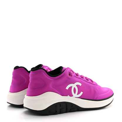Chanel Lycra Fabric Womens CC Sneakers 39 Dark Pink 4 of 8