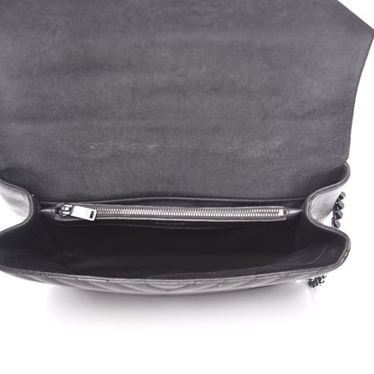 Saint Laurent Sheepskin Matelasse Chevron Monogram Monochrome Large College Satchel Black 5 of 14