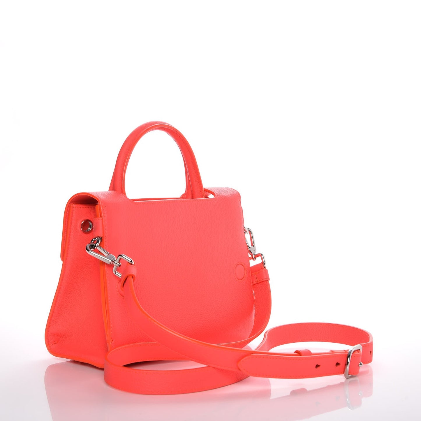 Grained Calfskin Mini Diorever Flap Fluorescent Goji Pink