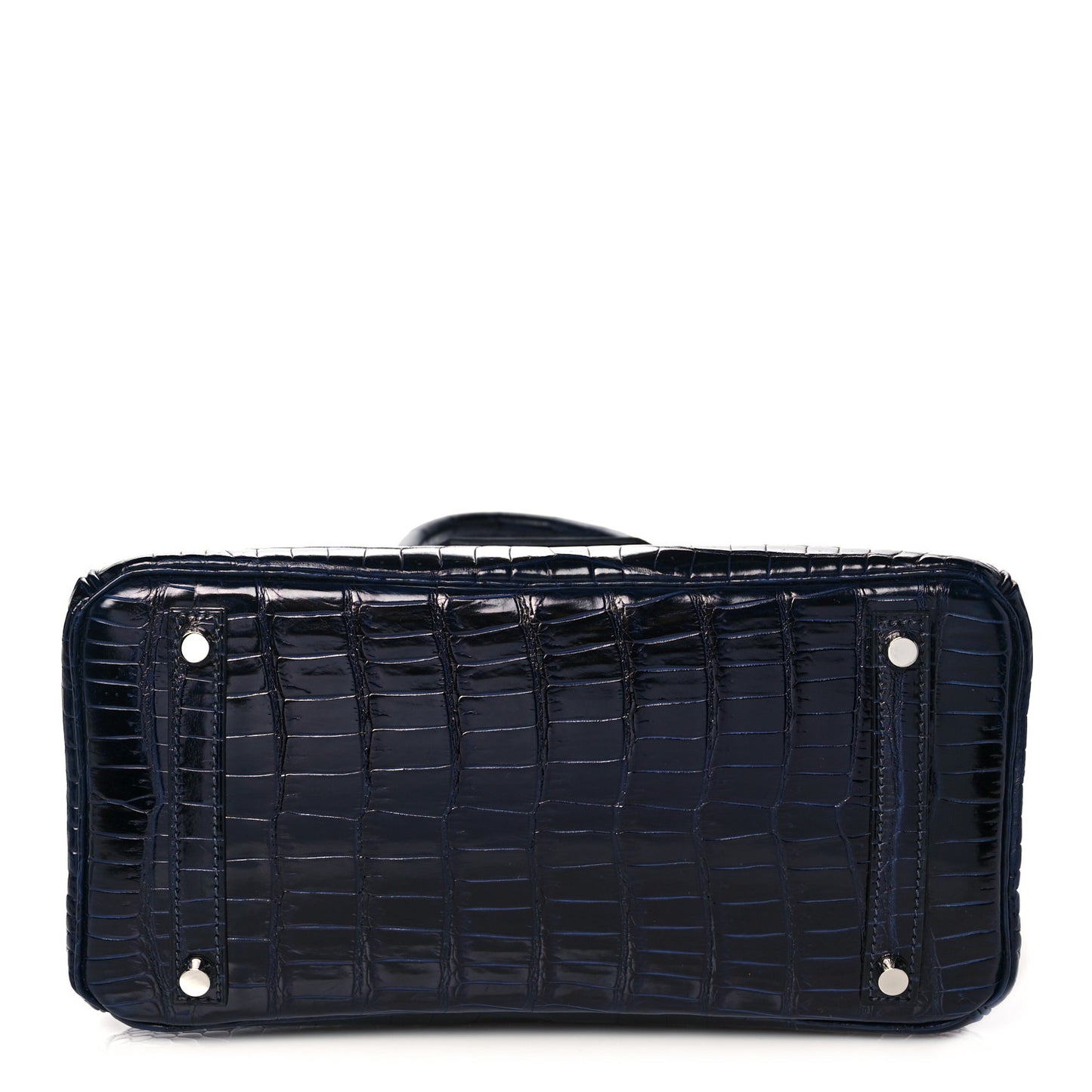 Shiny Porosus Crocodile Birkin 30 Bleu Marine