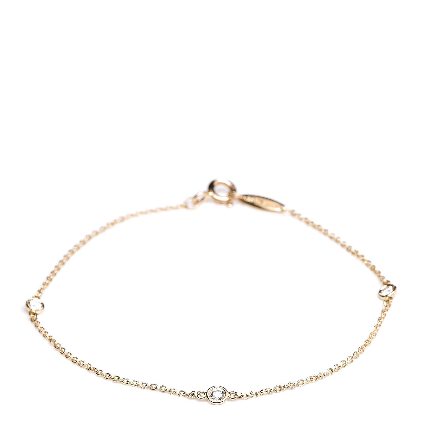 Tiffany 18K Yellow Gold Diamond .15ctw Elsa Peretti Diamonds by the Yard Station Bracelet 1 of 3