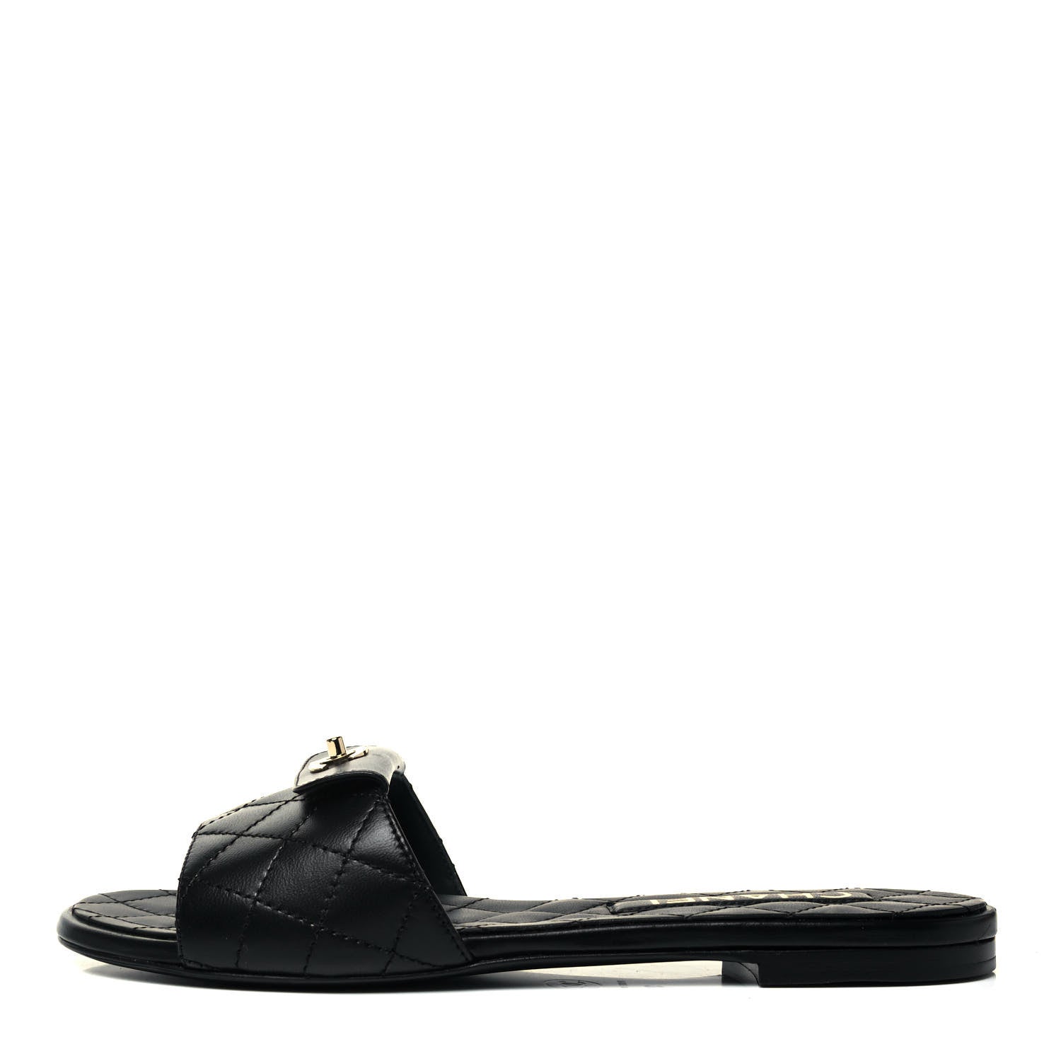 Chanel Lambskin Quilted CC Turnlock Sandals 37 Black 1 of 8