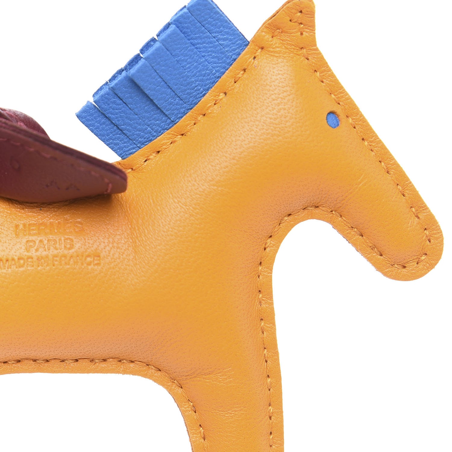 Hermes Milo Lambskin Grigri Rodeo Horse Bag Charm PM Jaune D'Or Bleu Zanzibar Rouge H 3 of 4