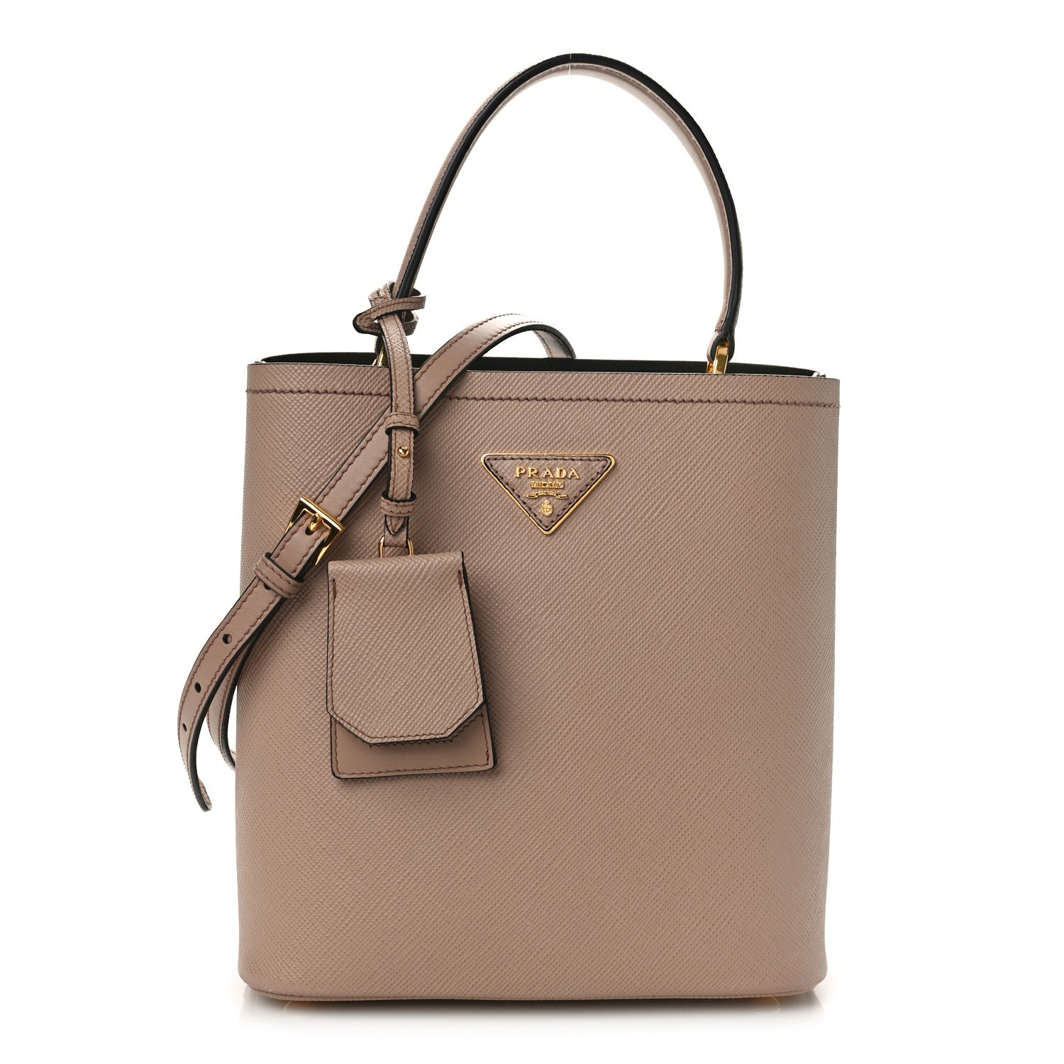 Prada Saffiano Cuir Medium Panier Bucket Bag Cipria Black 1 of 9