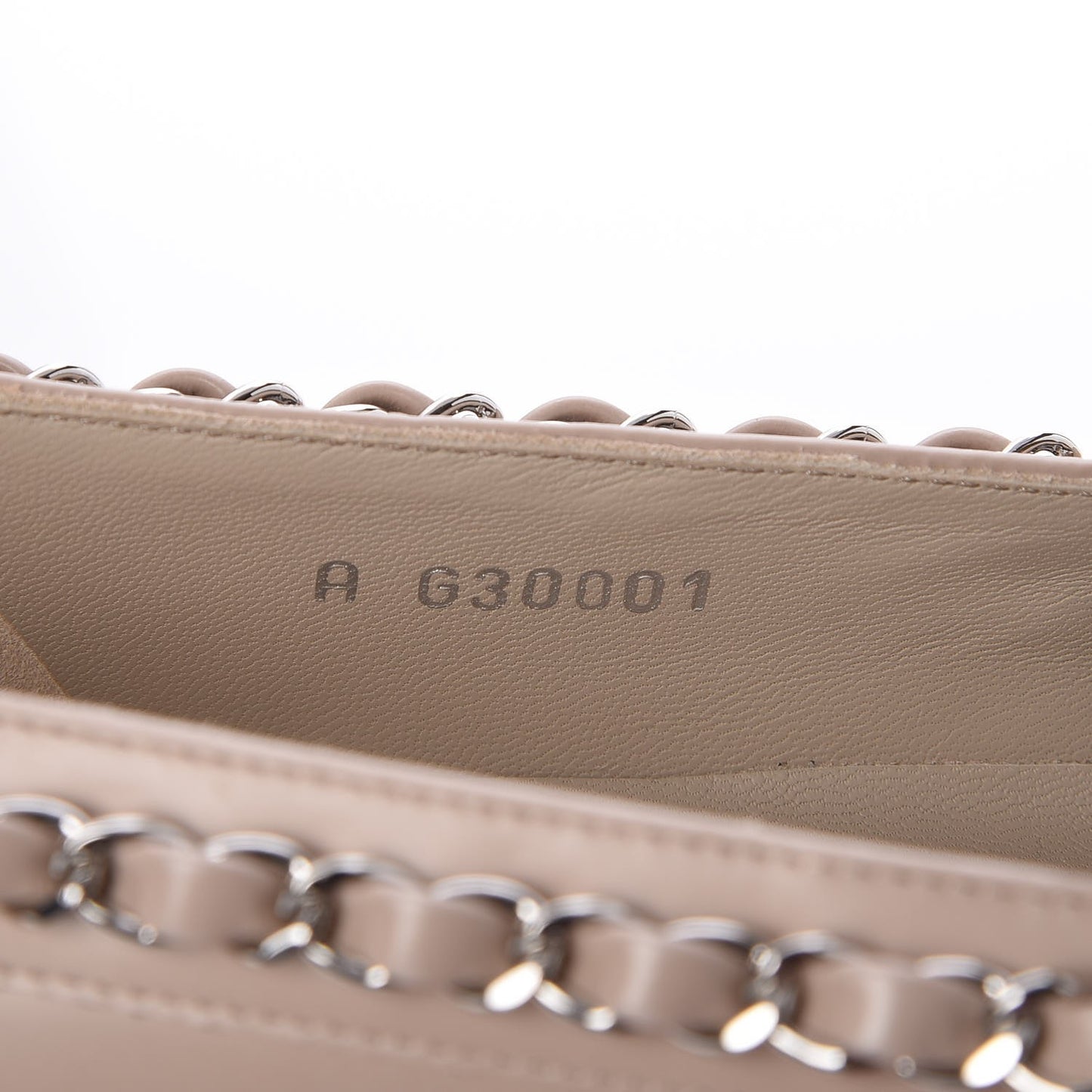 Calfskin Chain Mocassin Loafers 35 Beige