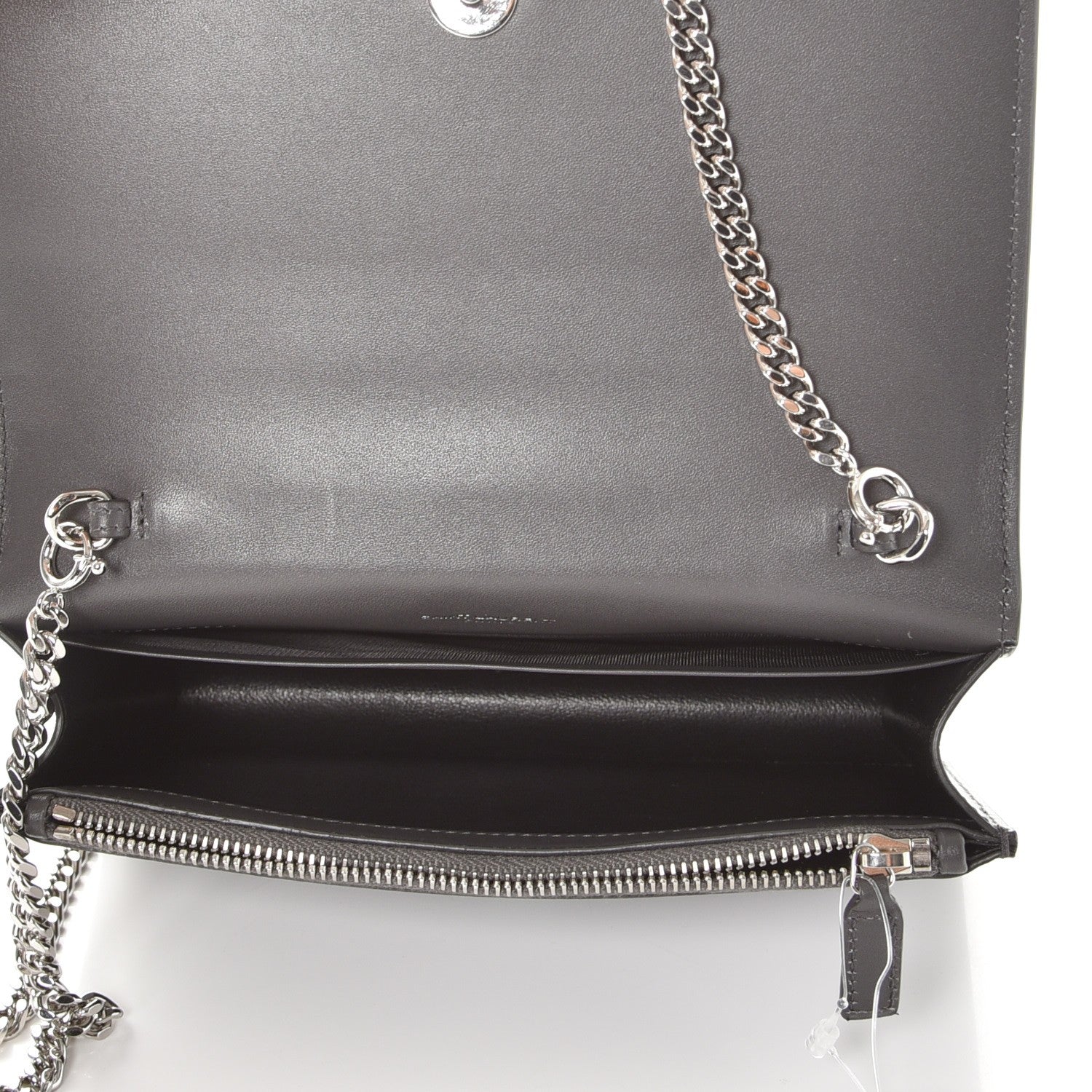 Saint Laurent Smooth Calfskin Classic Monogram Kate Tassel Chain Wallet Grey 5 of 7