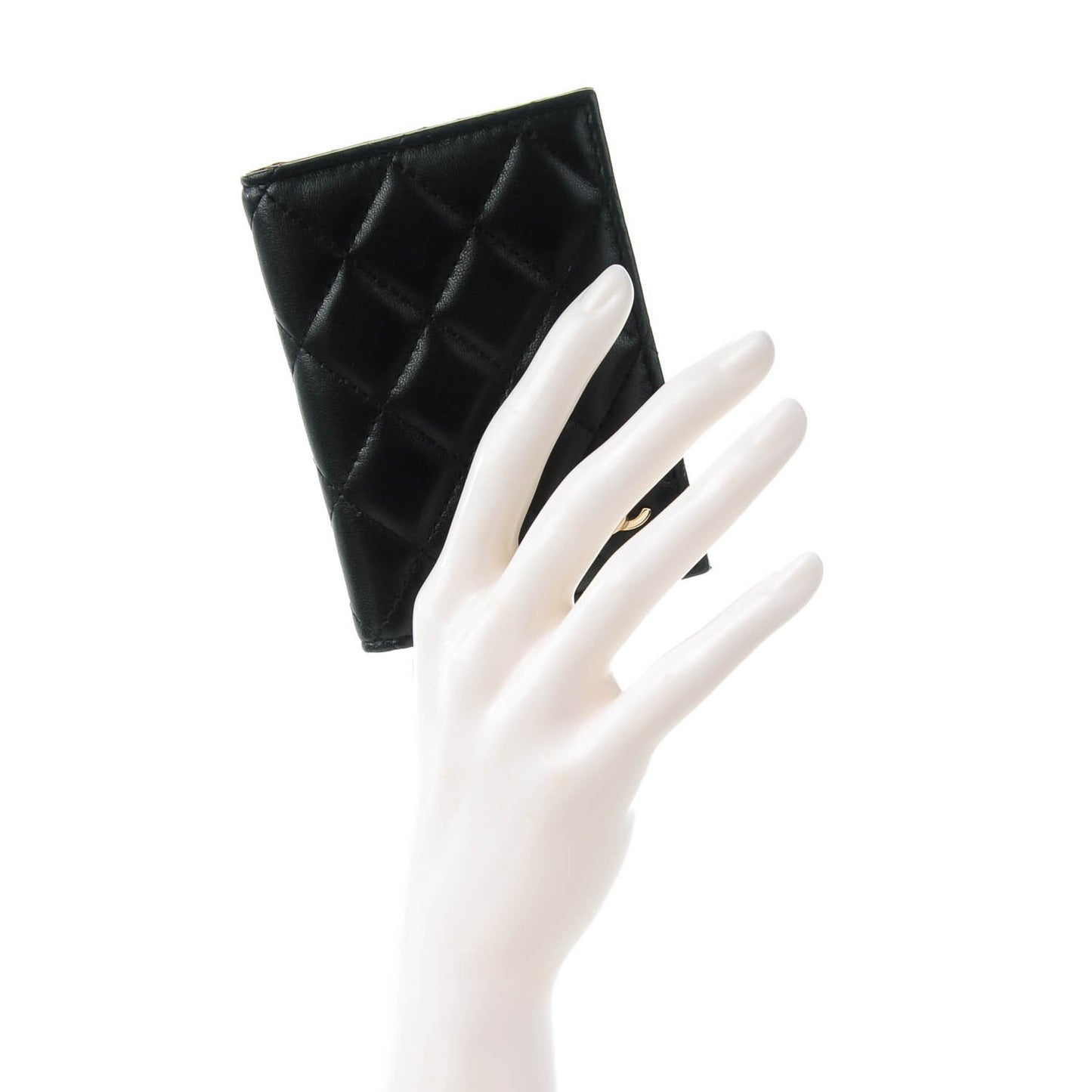 Lambskin Quilted Card Holder Wallet Black