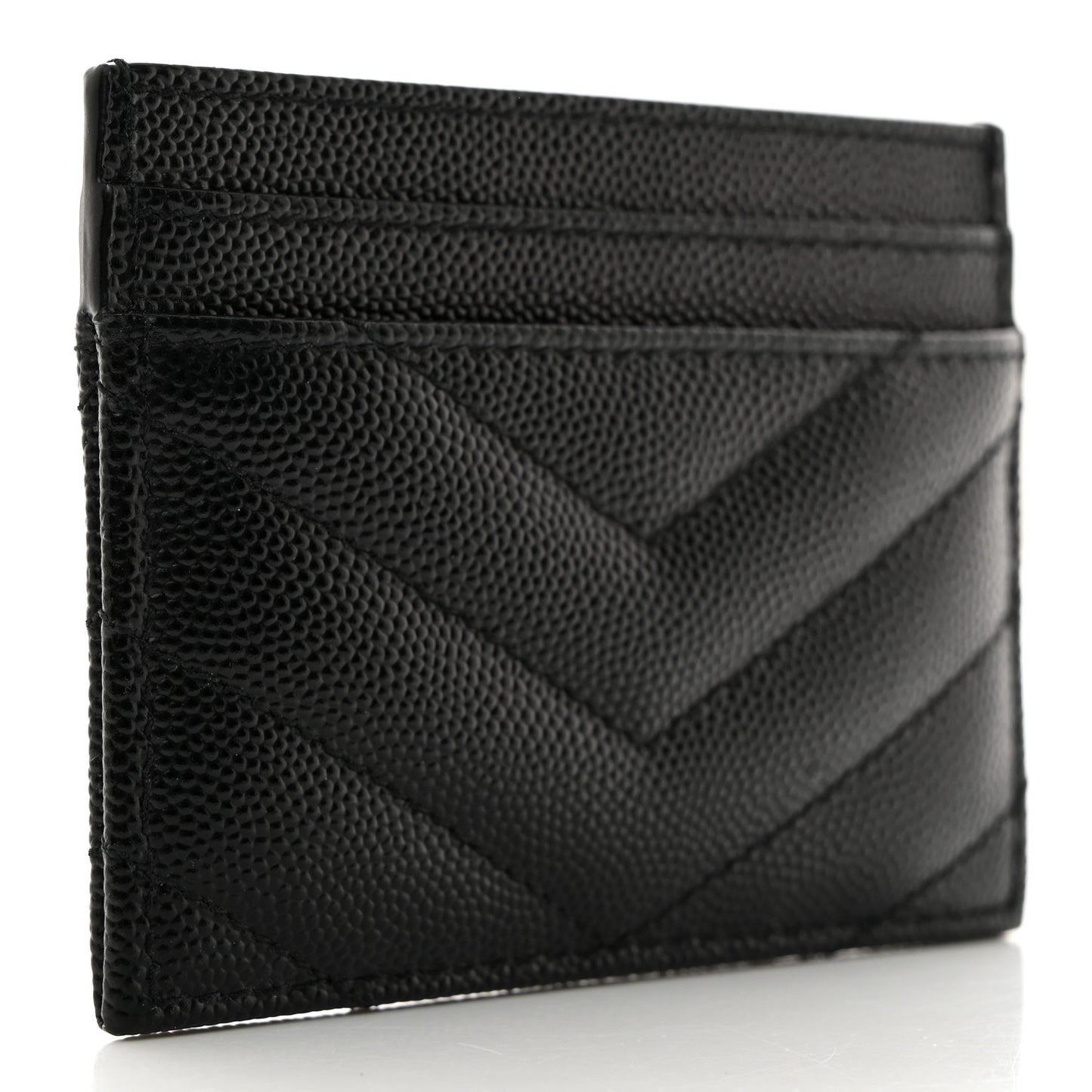 Grain De Poudre Matelasse Chevron Monogram Credit Card Case Black