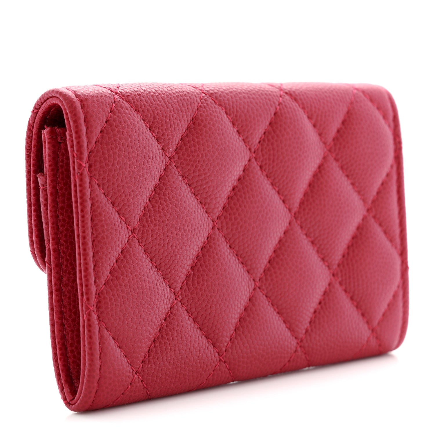 Chanel Caviar Quilted Flap Card Holder Wallet Red 3 of 7