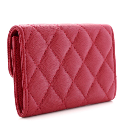 Chanel Caviar Quilted Flap Card Holder Wallet Red 3 of 7