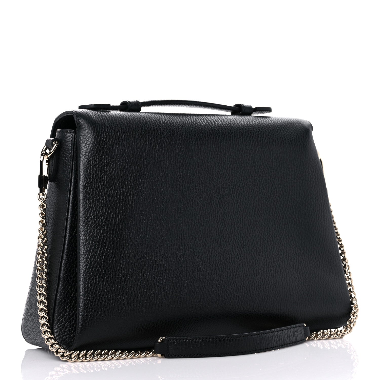 Gucci Dollar Calfskin Medium Interlocking G Top Handle Shoulder Bag Black 3 of 15