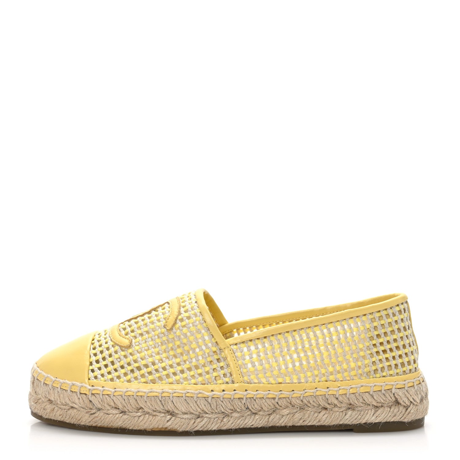 Chanel Mesh Lambskin CC Espadrilles 39 Yellow Beige 1 of 7