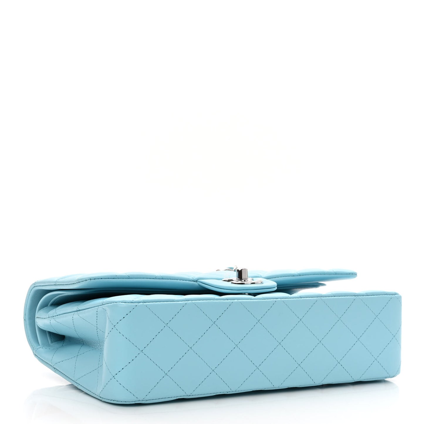 Lambskin Quilted Medium Double Flap Neon Blue