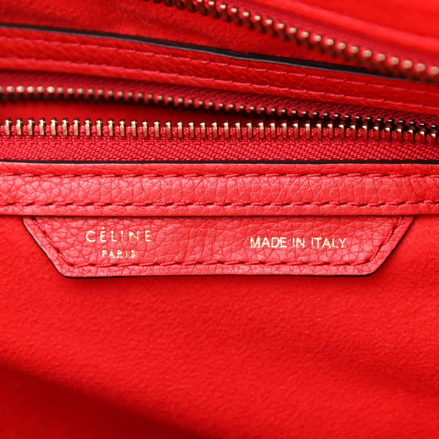 Celine Drummed Calfskin Mini Luggage Coquelicot 6 of 11