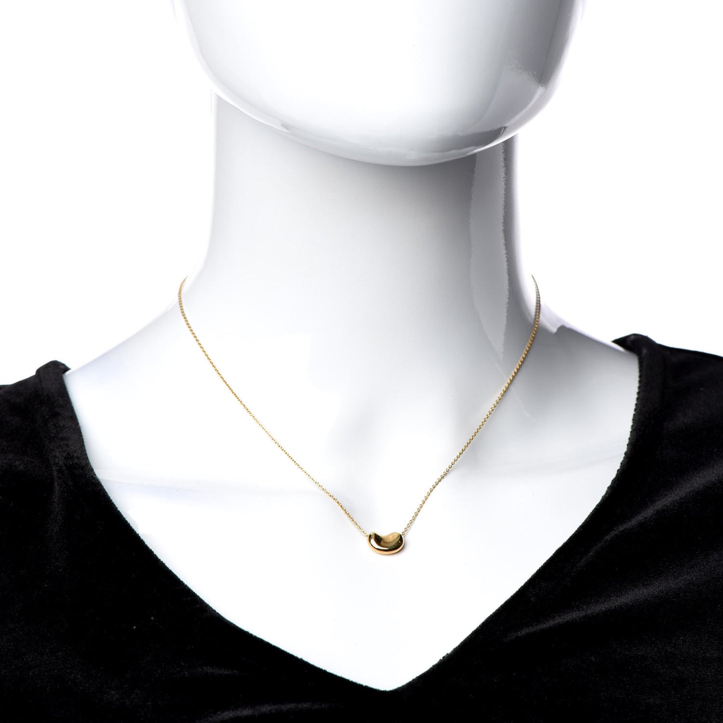 18K Yellow Gold 9mm Elsa Peretti Bean Pendant Necklace