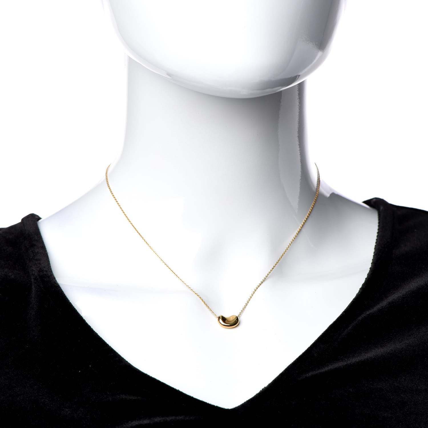 Tiffany 18K Yellow Gold 9mm Elsa Peretti Bean Pendant Necklace 2 of 6
