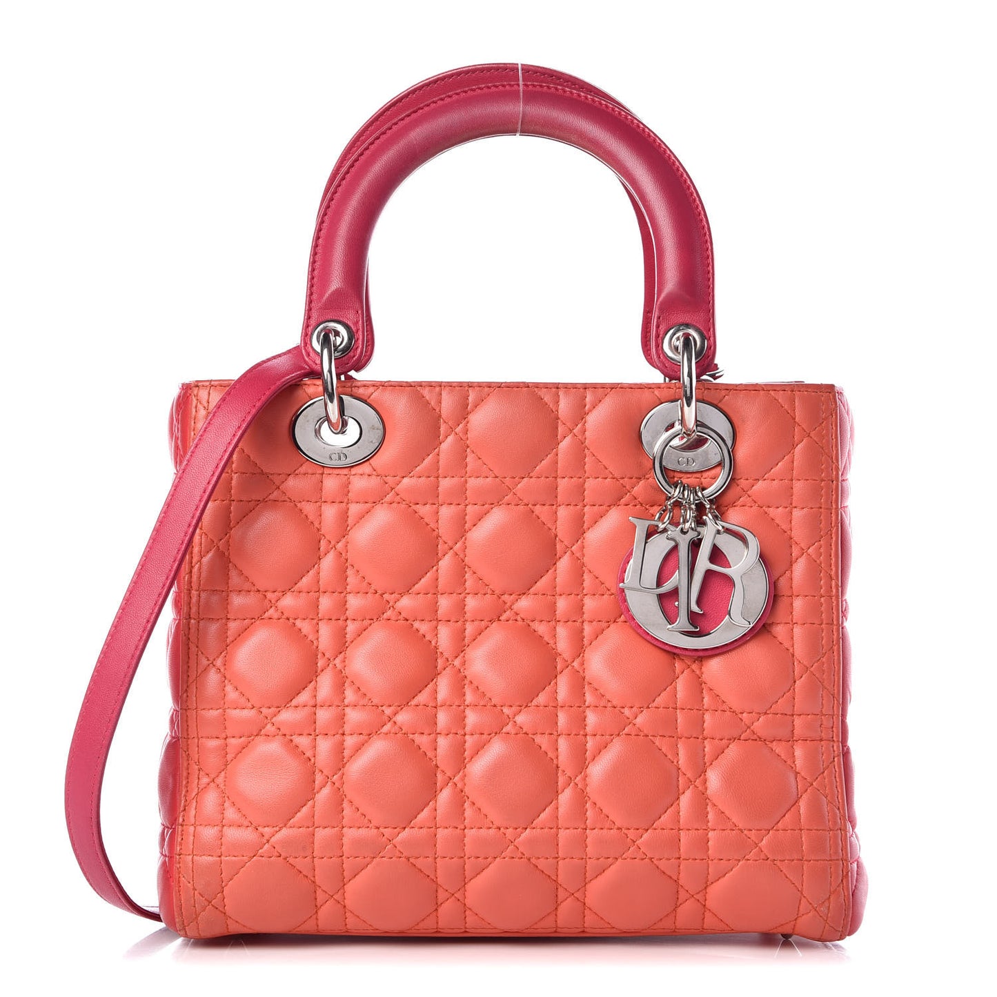 Lambskin Cannage Medium Tri-Color Lady Dior Pink