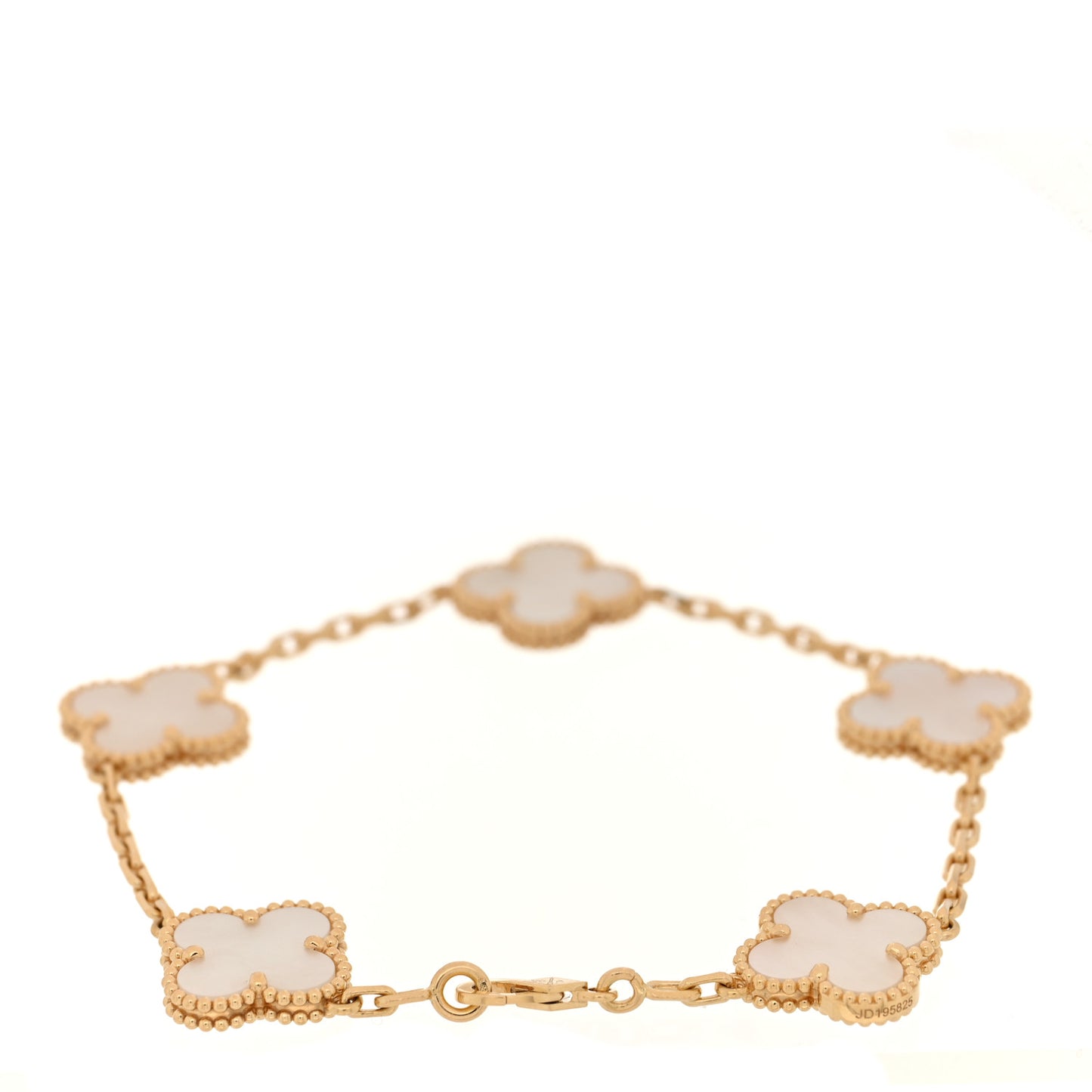 18K Yellow Gold Mother of Pearl 5 Motifs Vintage Alhambra Bracelet