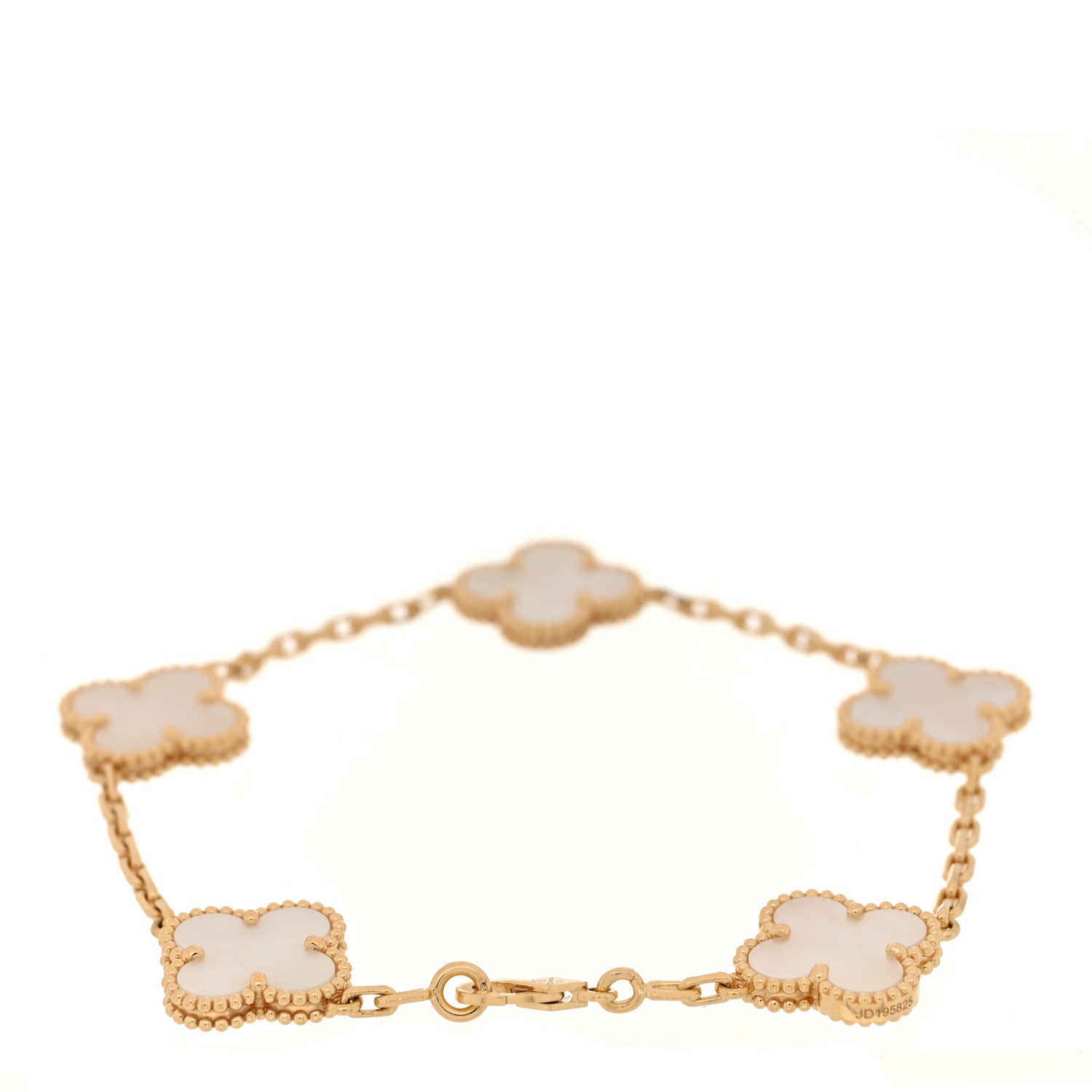 Van Cleef & Arpels 18K Yellow Gold Mother of Pearl 5 Motifs Vintage Alhambra Bracelet 2 of 4