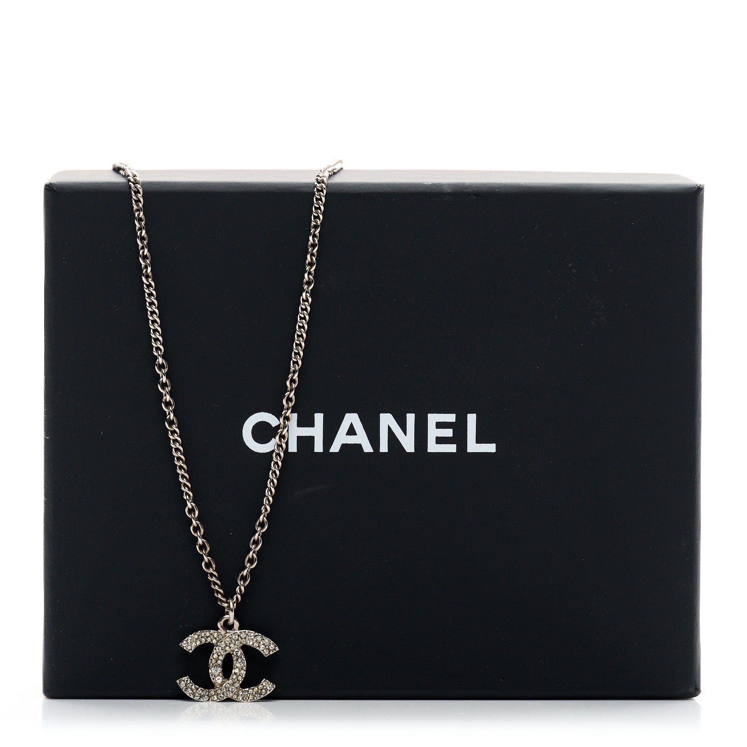 Chanel Crystal Pearl CC Pendant Necklace Silver 6 of 6