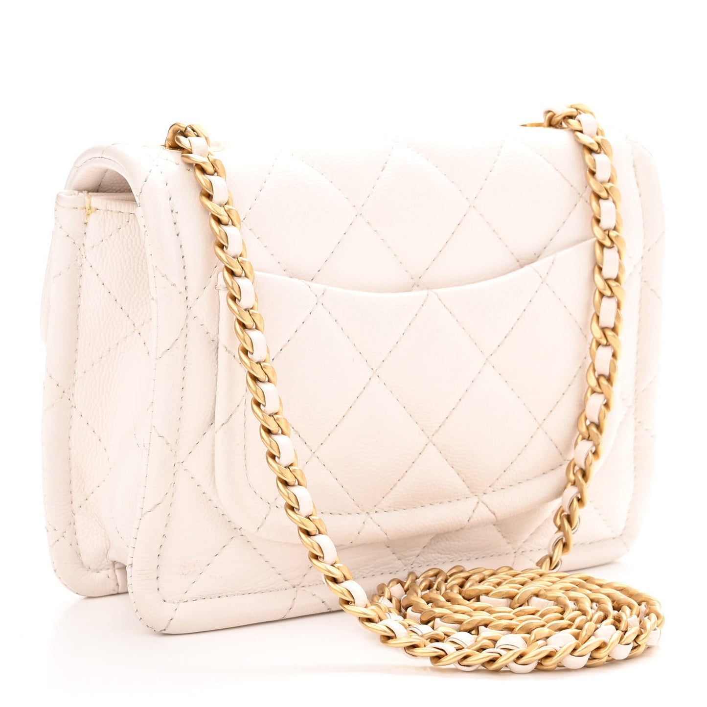 Caviar Quilted Mini Sweet Classic Flap White