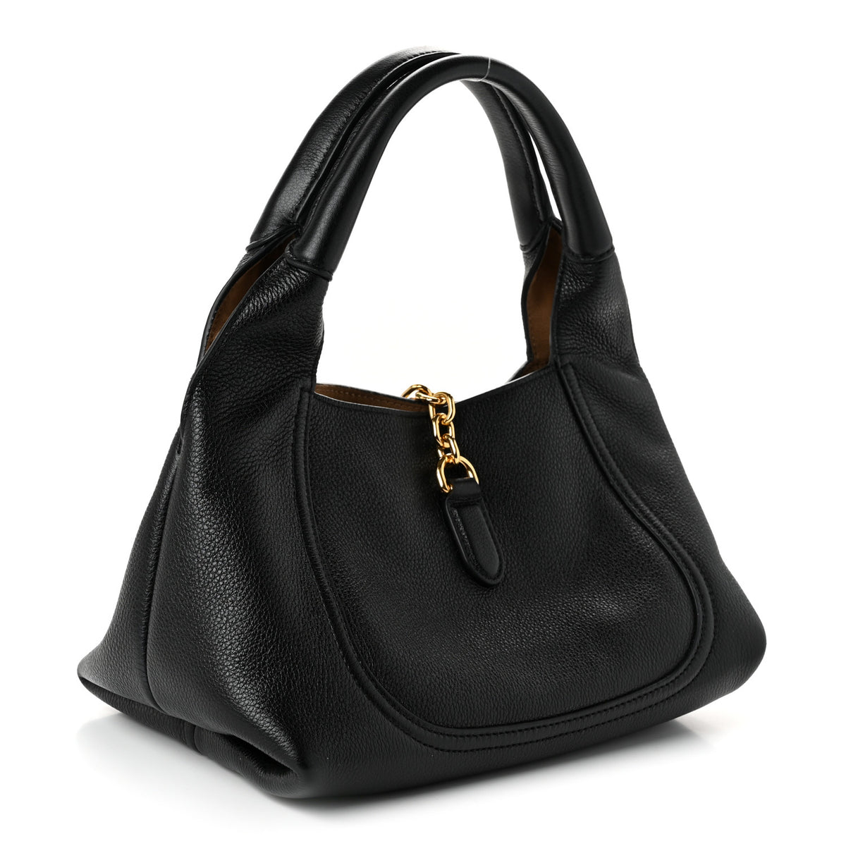 Grained Calfskin Softbit Medium Shoulder Bag Black