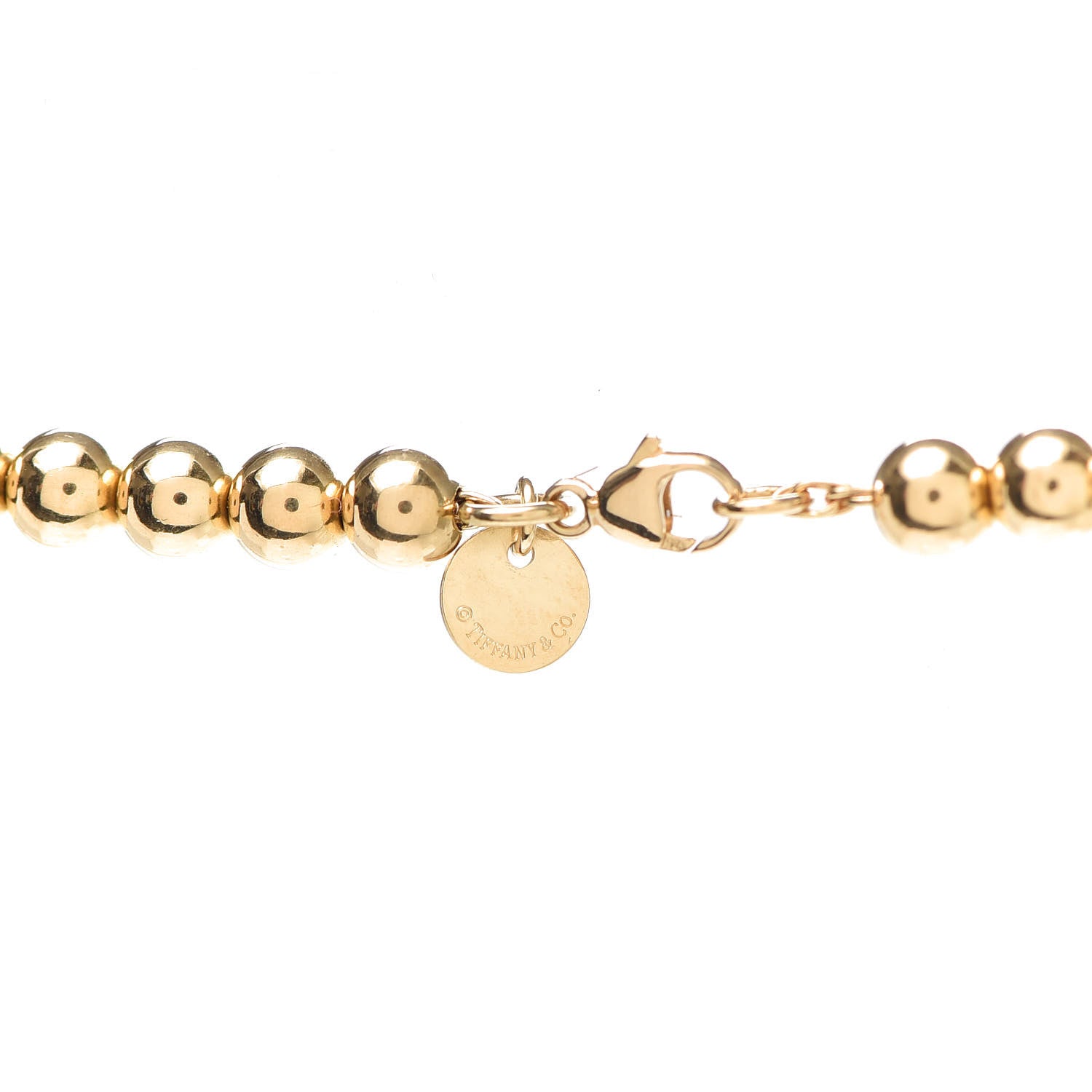Tiffany 18K Yellow Gold 5.5mm HardWear Bead Necklace 4 of 5