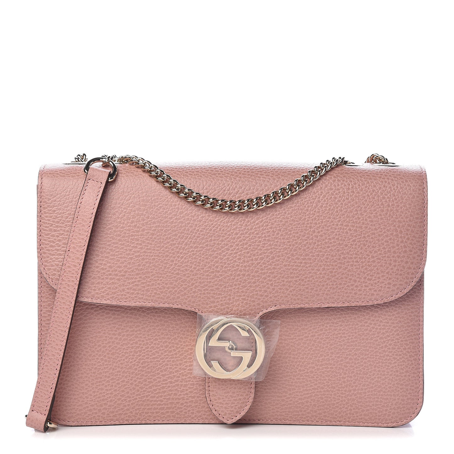 Dollar Calfskin Interlocking G Shoulder Bag Soft Pink