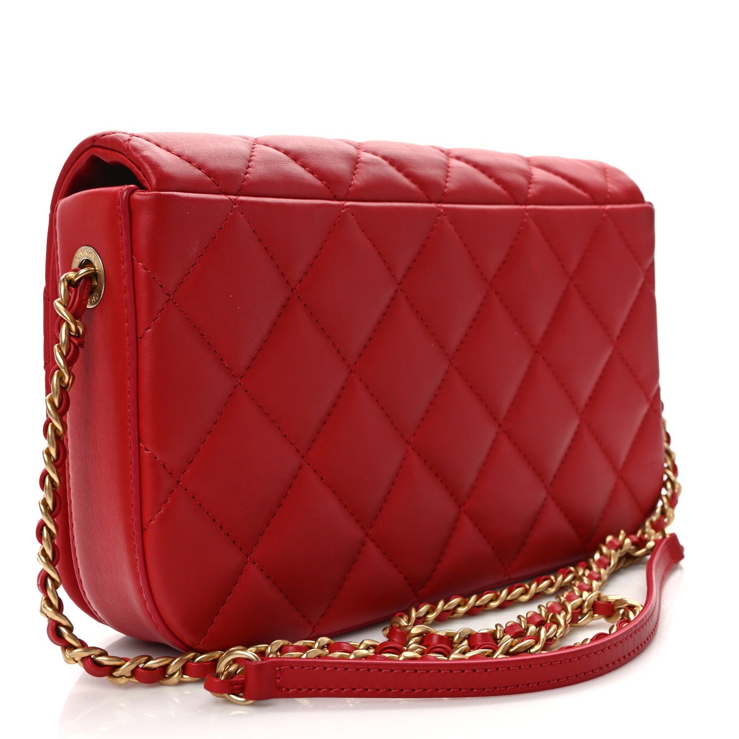 Chanel Calfskin Quilted Nailed CC Flap Bag Red 2 of 10