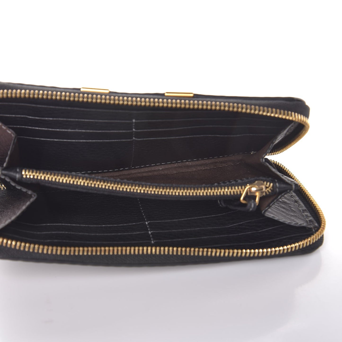 Grained Calfskin Marcie Long Zip Around Wallet Black