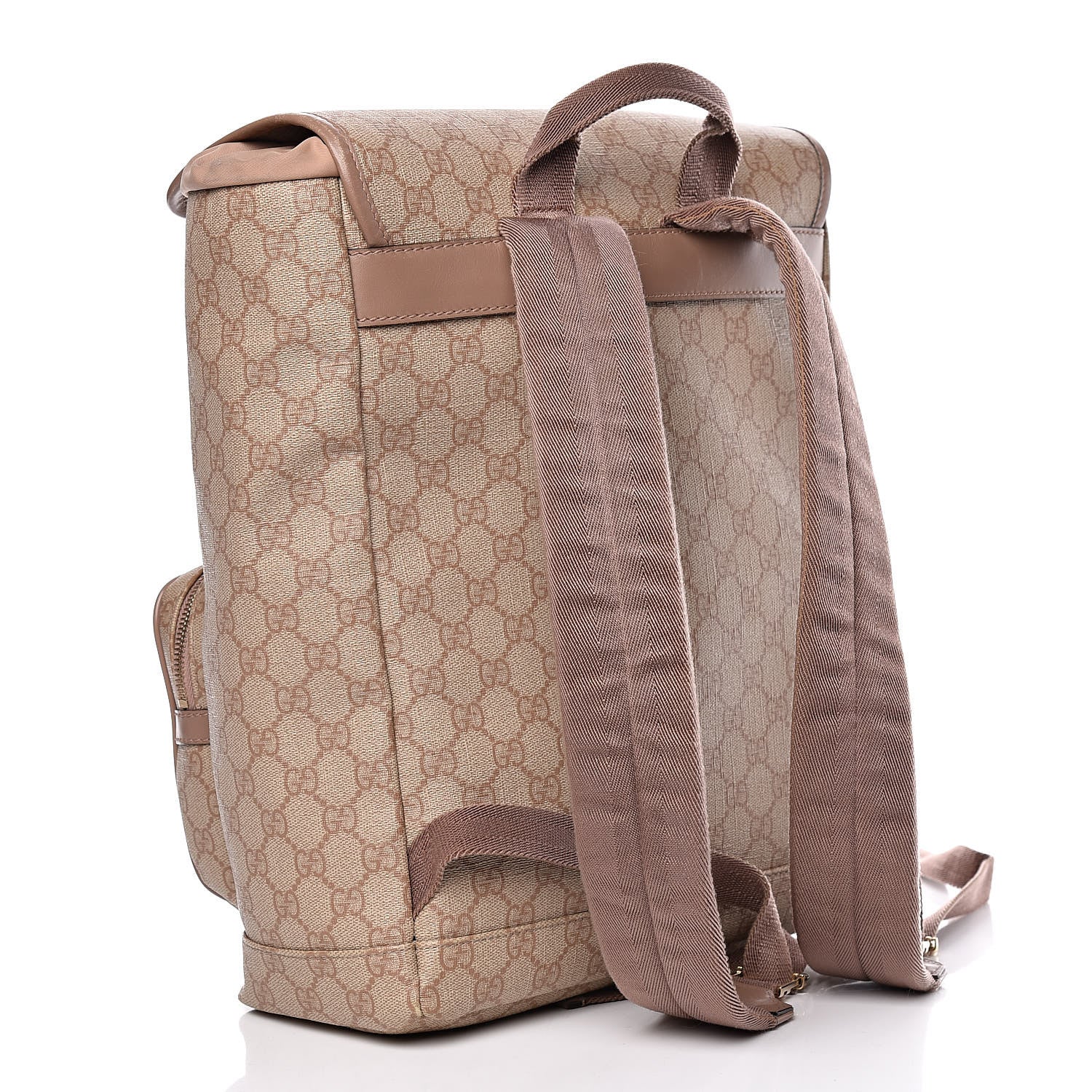 Gucci GG Supreme Monogram Medium Single Buckle Rucksack Backpack Beige 3 of 26