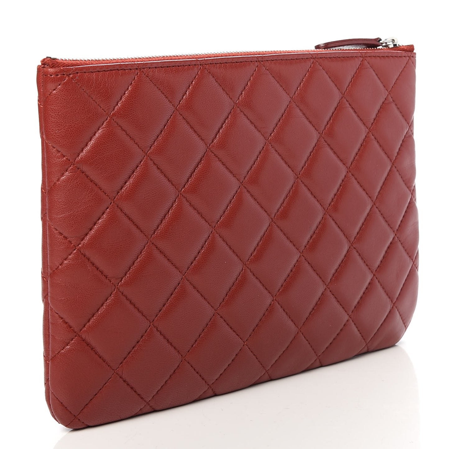 Lambskin Quilted Medium Cosmetic Case Red