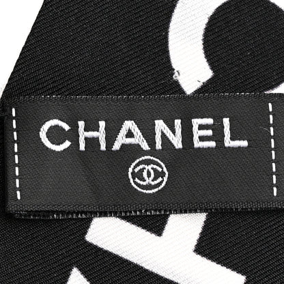 Chanel Silk Logo Slim Bandeau Scarf Black White 3 of 5