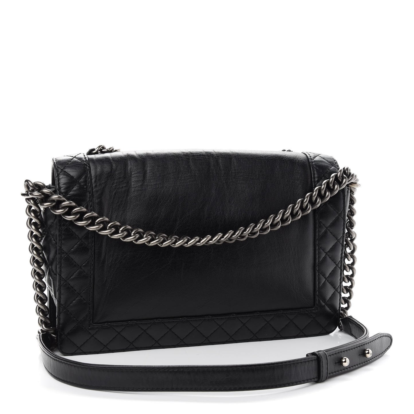 Calfskin Enchained New Medium Boy Flap Black
