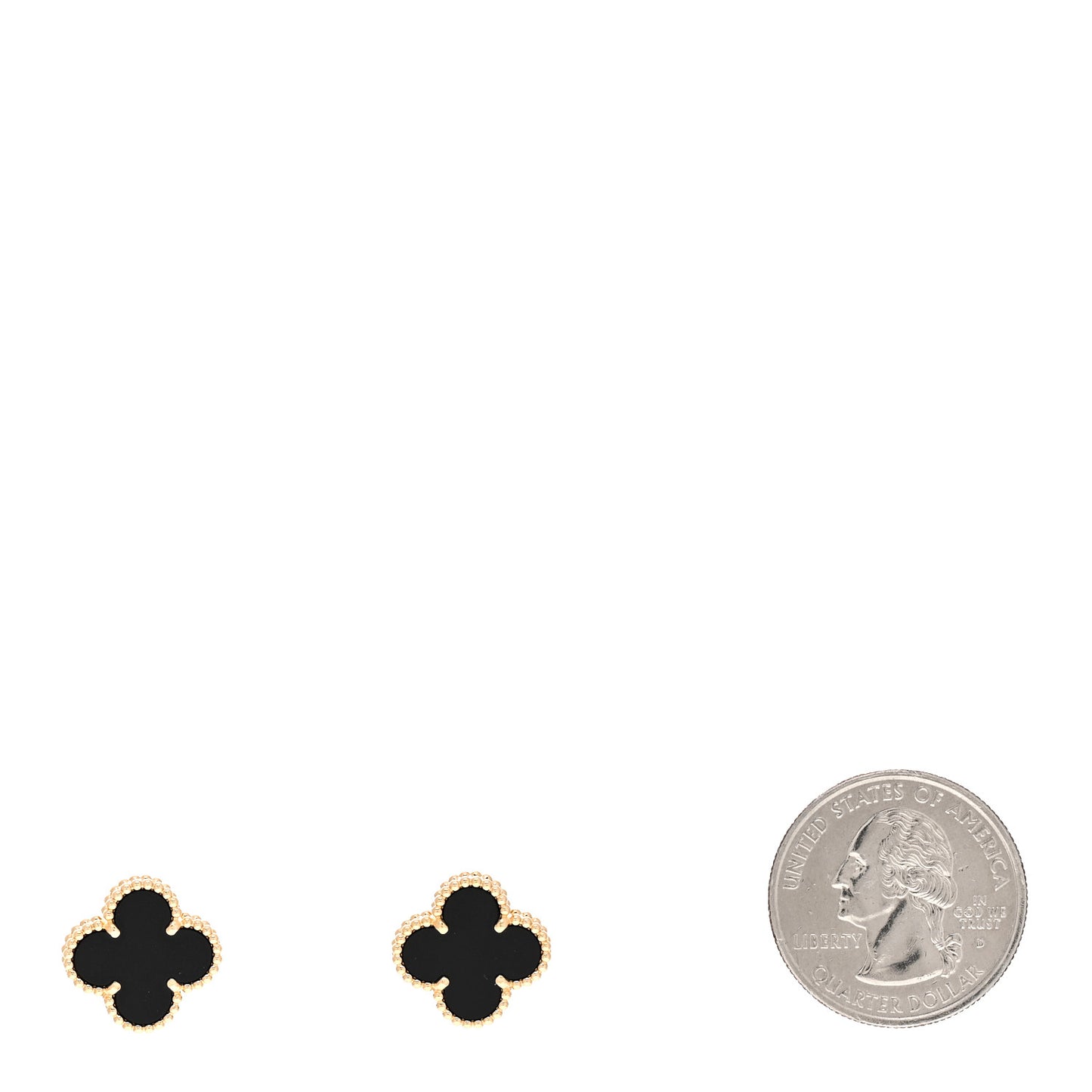 18K Yellow Gold Black Onyx Vintage Alhambra Earrings
